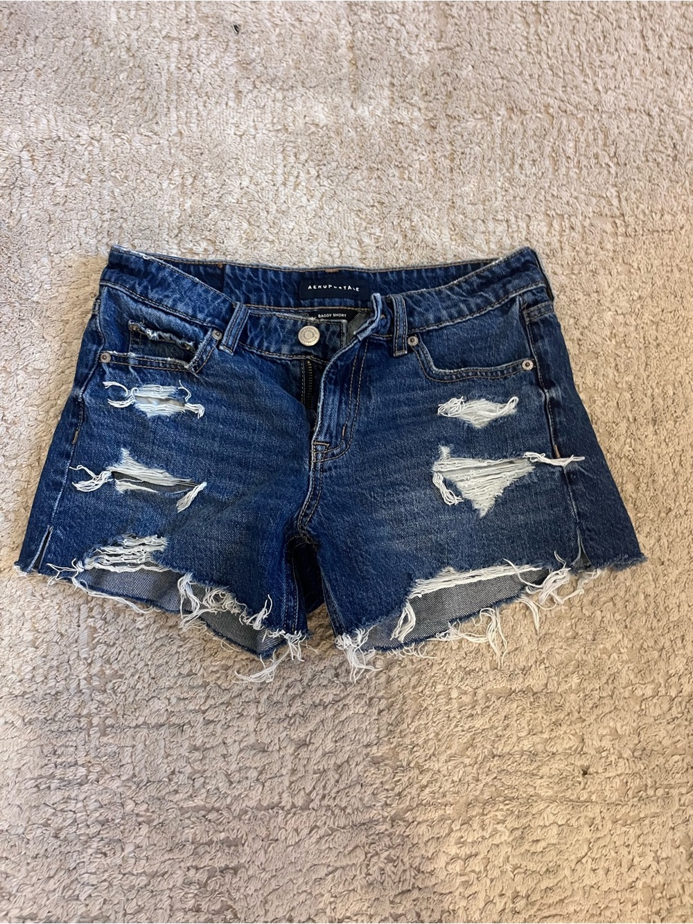 Aeropostale Dark Blue woman’s baggy short ripped jeans shorts